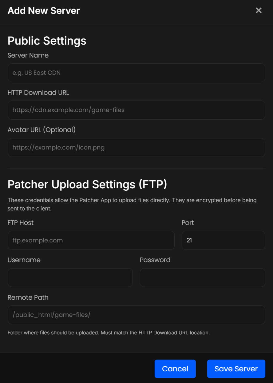 Server Configuration Dashboard